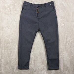 Maison Scotch Women 3/28 Gray Micro Check Tapered Pants Button Fly Streetwear